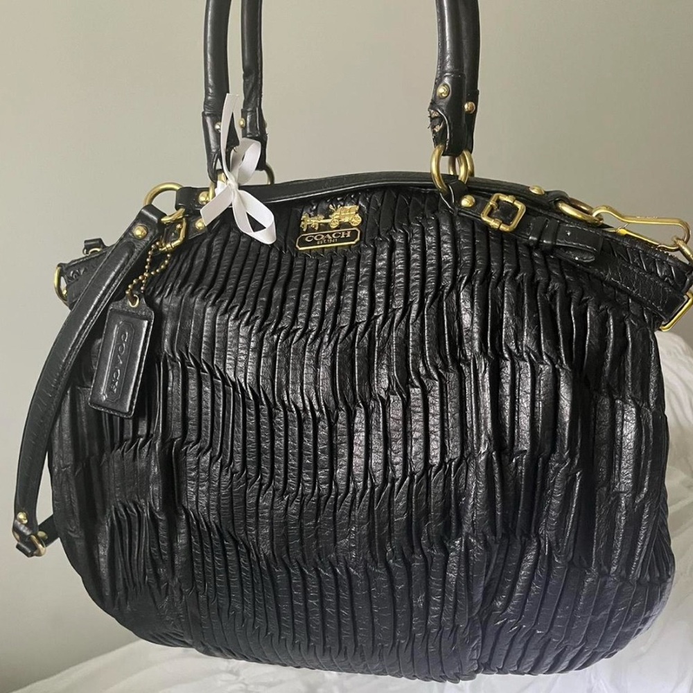 Coach Black Textured Leather Satchel